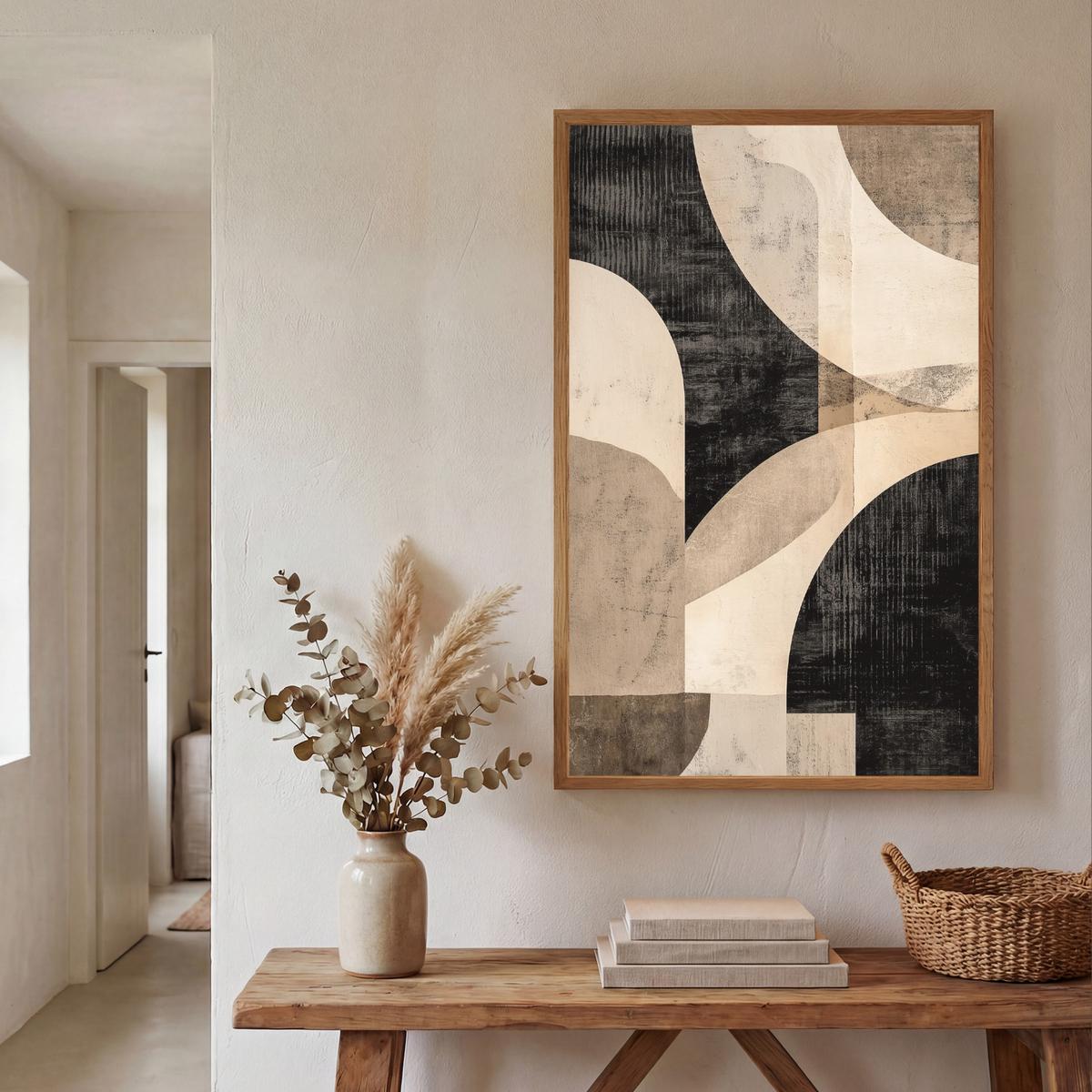 WANDLEUCHTE MIT AKKU Abstrakt - Formen - Modern - Beige 60x90 cm - Grau, Holzwerkstoff (60/90/8cm) - OnlyWow