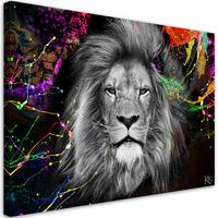 WANDBILD bunte löwe abstrakt tiere - Multicolor, Textil (60/40cm) - Feeby
