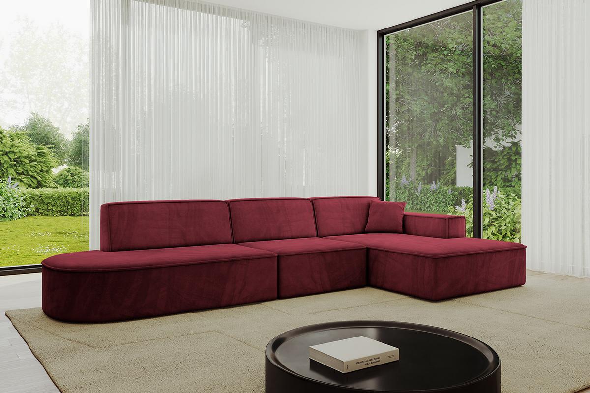 ECKSOFA Ottomane Rechts IREA-L2-v4 - 327x165x77 cm Bordeauxrot - Bordeaux, Holzwerkstoff/Textil (327/165cm) - ALTDECOR