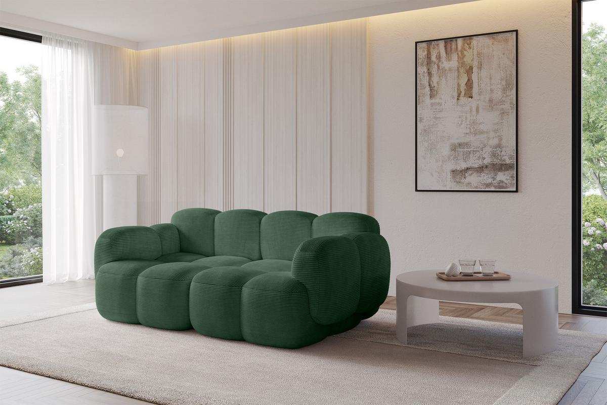 2-SITZER modulares Sofa Miko-S1 214x118x75 cm Grün Cord - Waldgrün/Schwarz, Holzwerkstoff/Kunststoff (214/75/118cm) - ALTDECOR