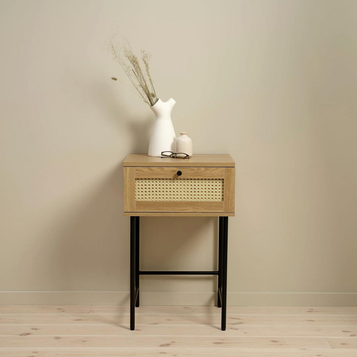NACHTTISCH Mogest 45 cm - Beige/Schwarz, Holzwerkstoff/Kunststoff (45/70/45cm) - Selsey