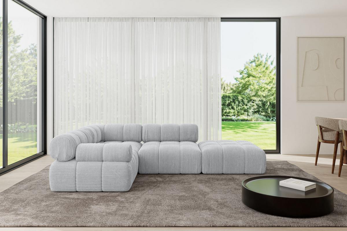 ECKSOFA modulares Sofa Felto-L1 - 285x190x70 cm Grau Cord - Grau, Holzwerkstoff/Textil (285/190cm) - ALTDECOR