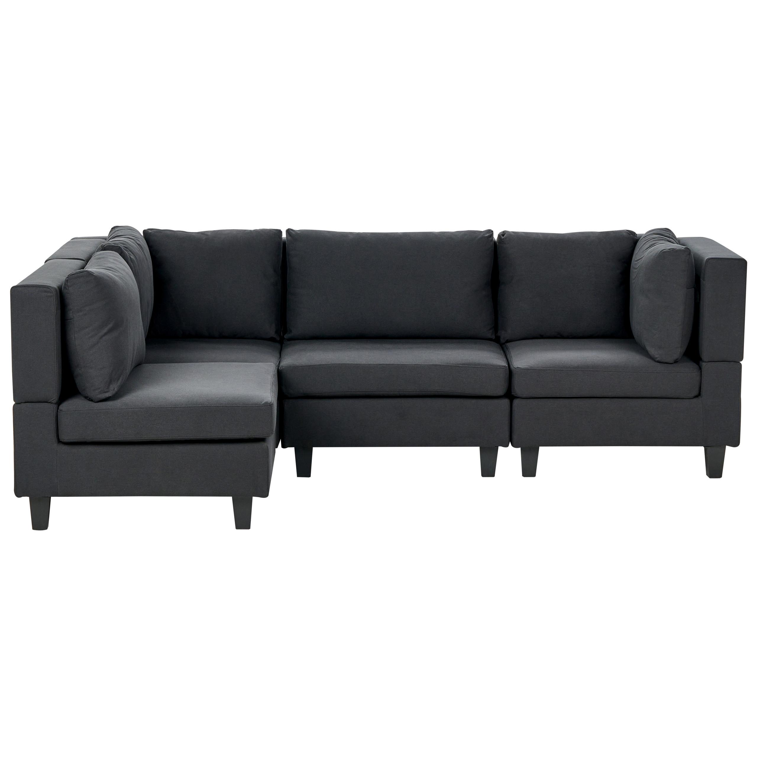 ECKSOFA Modul 4-Sitzer rechtsseitig Schwarz Stoff Unstad - Schwarz, Textil (228/152cm) - Beliani