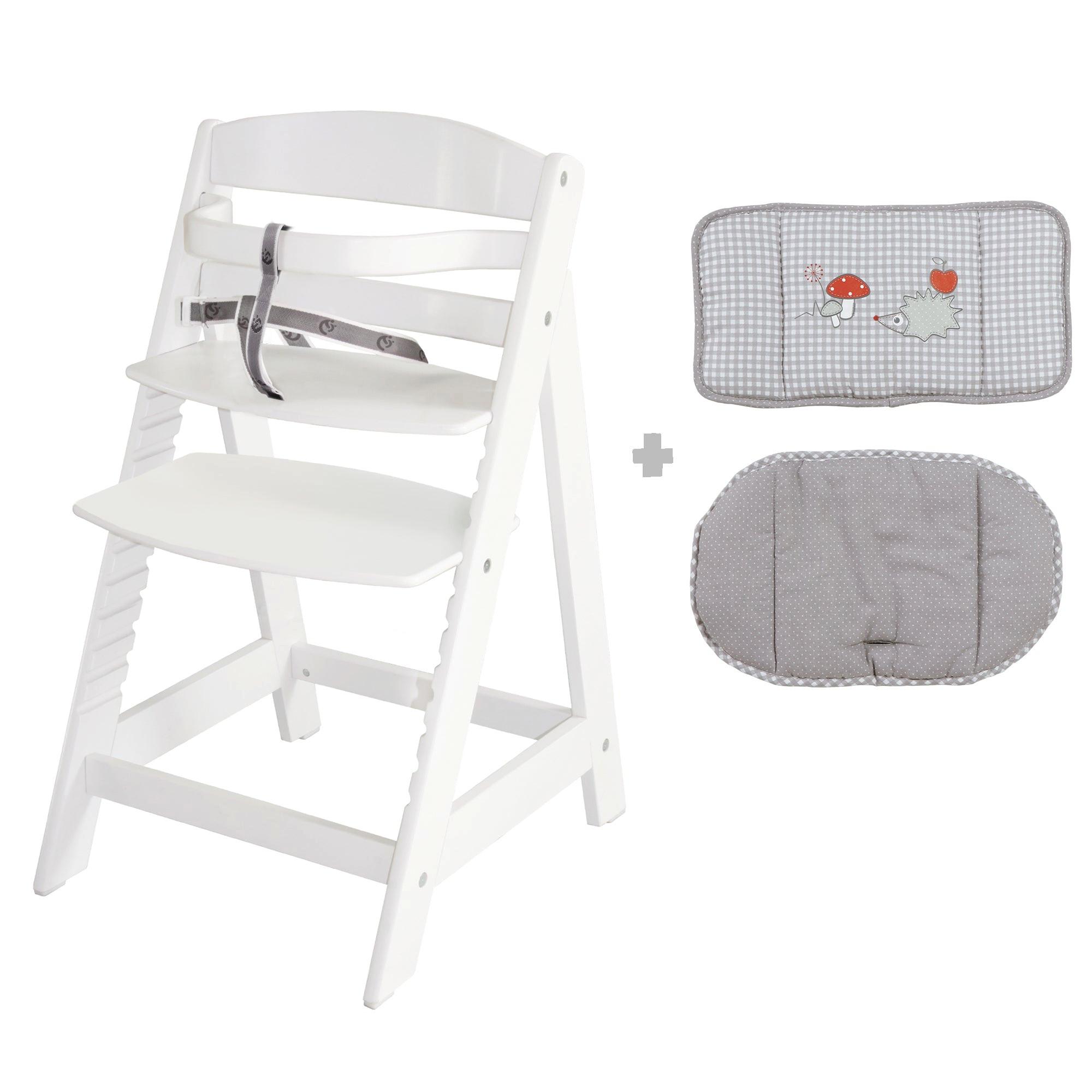 TREPPENHOCHSTUHL mit Sitzverkleinerer Adam & Eule - Weiß, Holzwerkstoff/Textil (44.5/80/54cm) - Roba