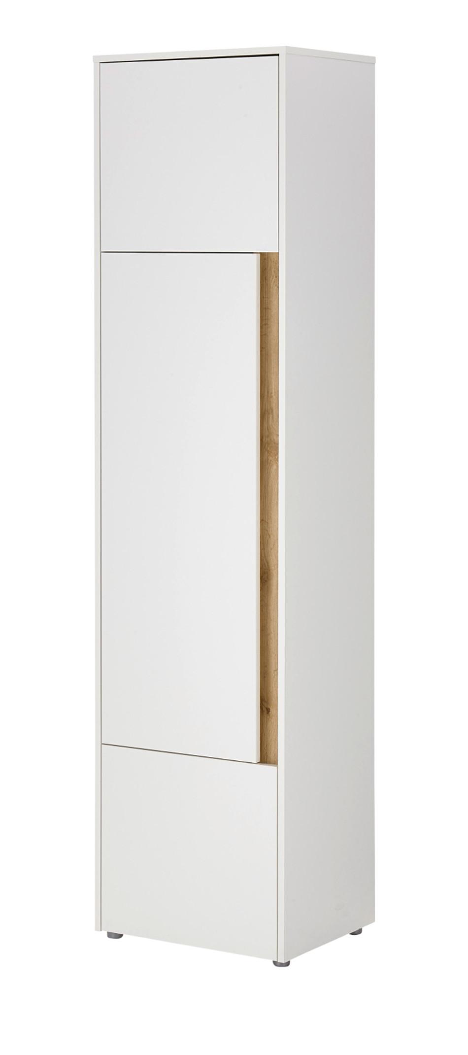 AKTENSCHRANK Weiß matt, Eiche Wotan 50 x 200 cm, Büroschrank mit viel Stauraum und 5 OH - Eichefarben/Eiche Wotan, Holzwerkstoff/Kunststoff (50/200/40cm) - Furn.Design