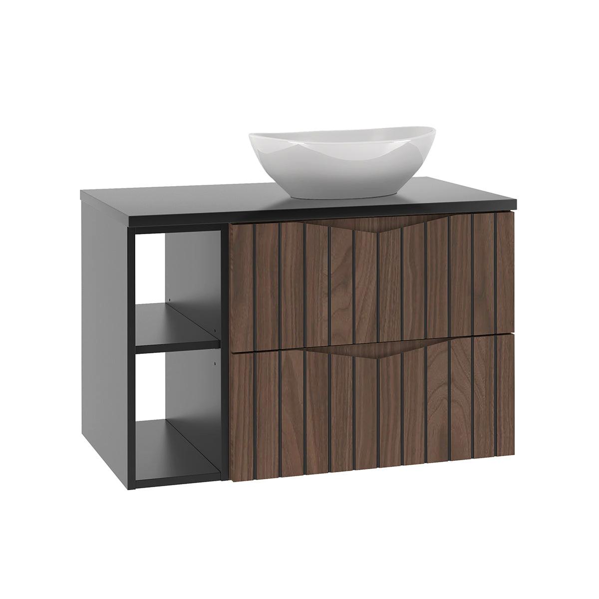 WASCHTISCH 80.6cm Siena Holz und Schwarz - Braun, Holzwerkstoff (80.6/52.2/46.5cm) - Petits-meubles