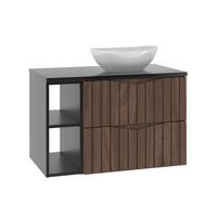 WASCHTISCH 80.6cm Siena Holz und Schwarz - Braun, Holzwerkstoff (80.6/52.2/46.5cm) - Petits-meubles