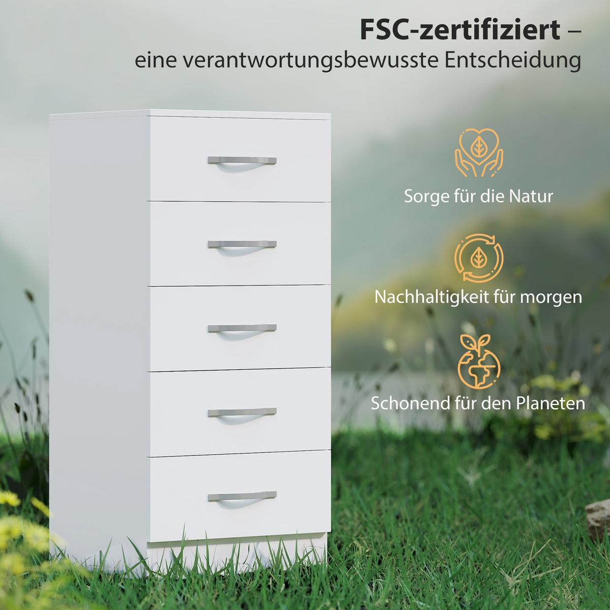 KOMMODE Spanplatte Weiß - Silberfarben/Weiß, Holzwerkstoff (35/85/40cm) - HOMCOM