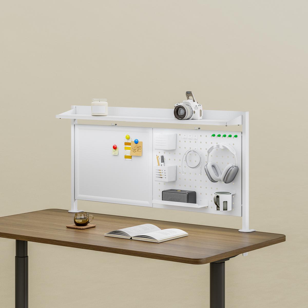 SCHREIBTISCH-ORGANIZER Virvik - Weiß, Holzwerkstoff/Metall (116.5/20/72.5cm) - [en.casa]