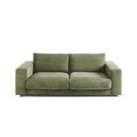 SOFA 2-SITZER MADELINE Grün Cord - Schwarz/Olivgrün, Kunststoff/Textil (230/85/127cm) - KAWOLA
