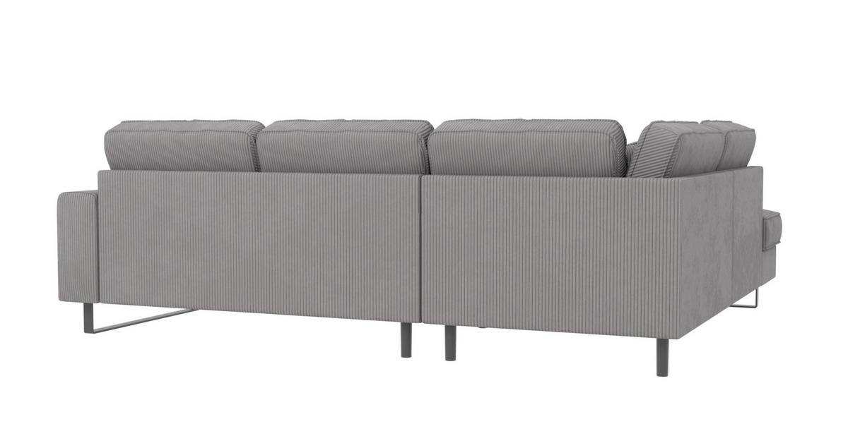 ECKSOFA Floe Hellgrau Cord - Hellgrau/Schwarz, Holz/Kunststoff (290/231cm) - S-Style Möbel