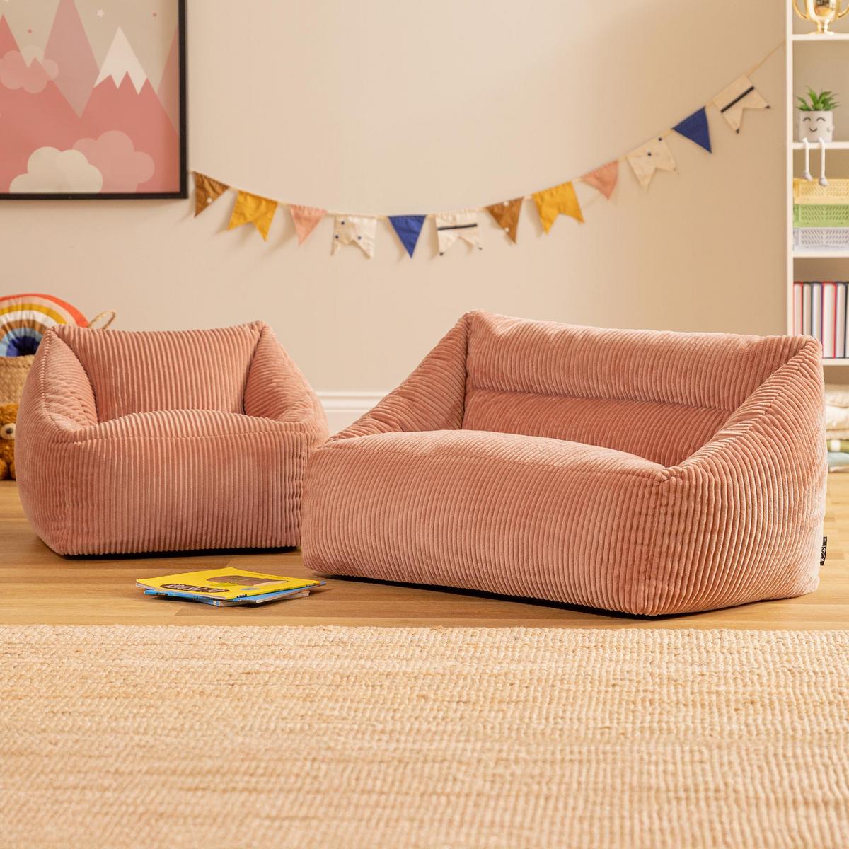 KINDERSOFA mit Sitzsack Sessel Cecilia - Pink, Textil (140/44/55cm) - icon