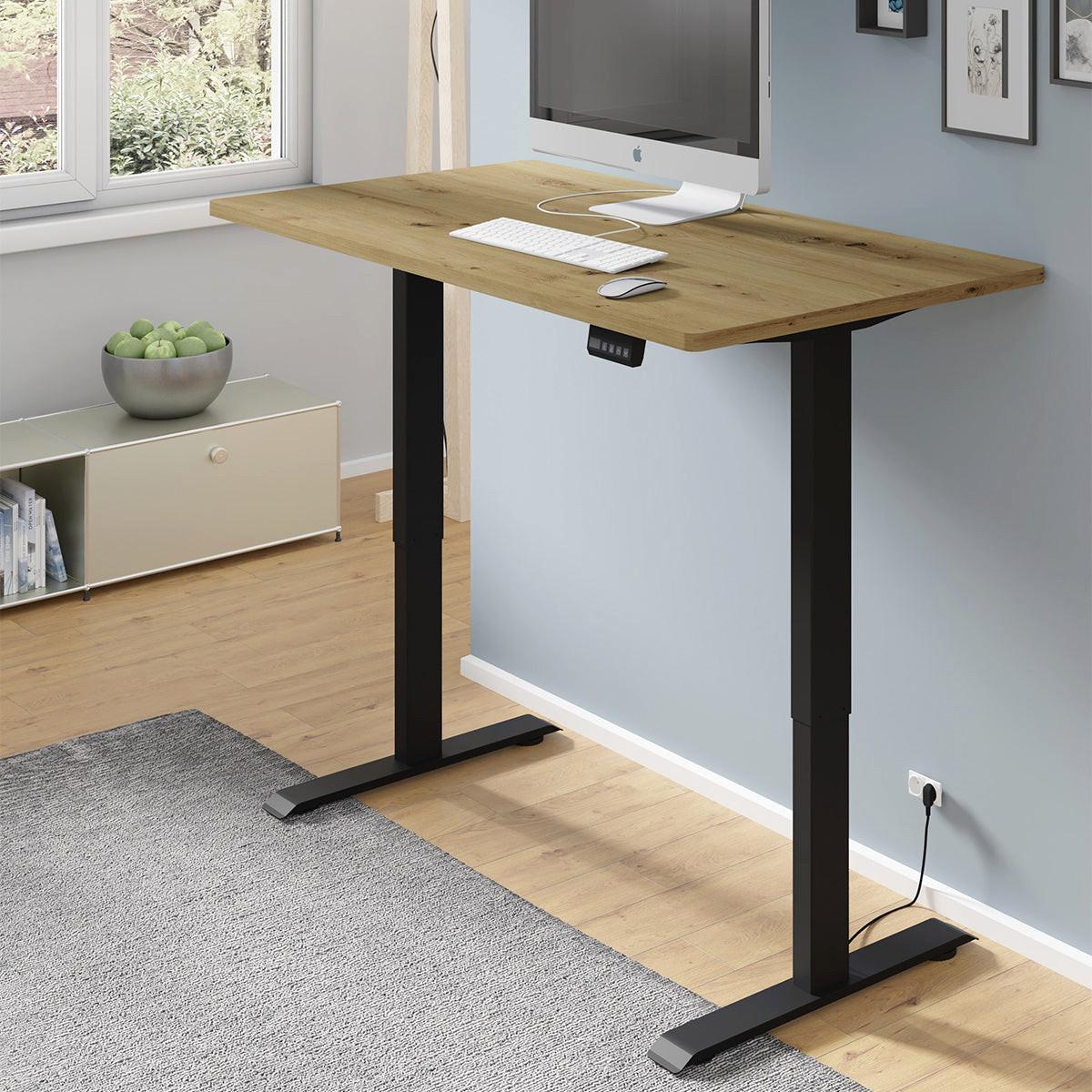 SCHREIBTISCH Ergo Holz und Schwarz - Schwarz/Braun, Holzwerkstoff (140/70/73cm) - Petits-meubles