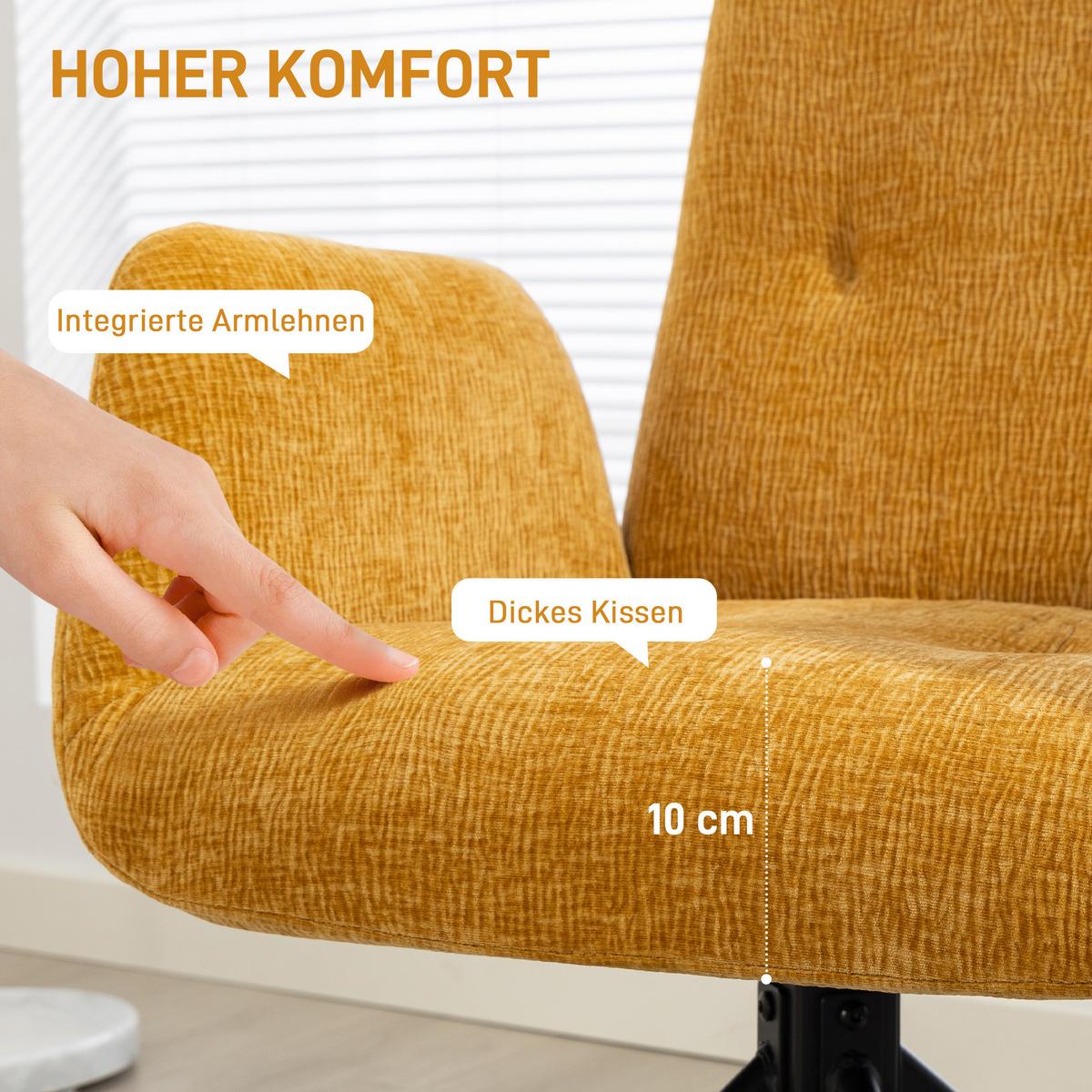 SESSEL Polyester Mehrschichtplatte Gelb - Gelb/Schwarz, Textil/Metall (61/88/60cm) - HOMCOM