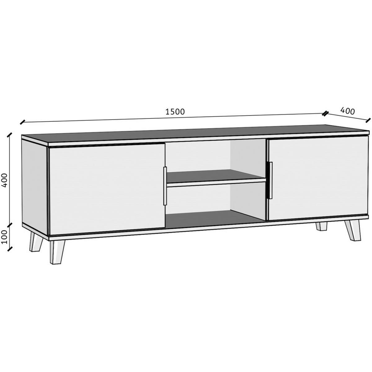 LOWBOARD Home mit 2 Türen, mit Griffen, eiche Artisan - Schwarz/Eiche Artisan, Holzwerkstoff (150/50/40cm) - Beautysofa