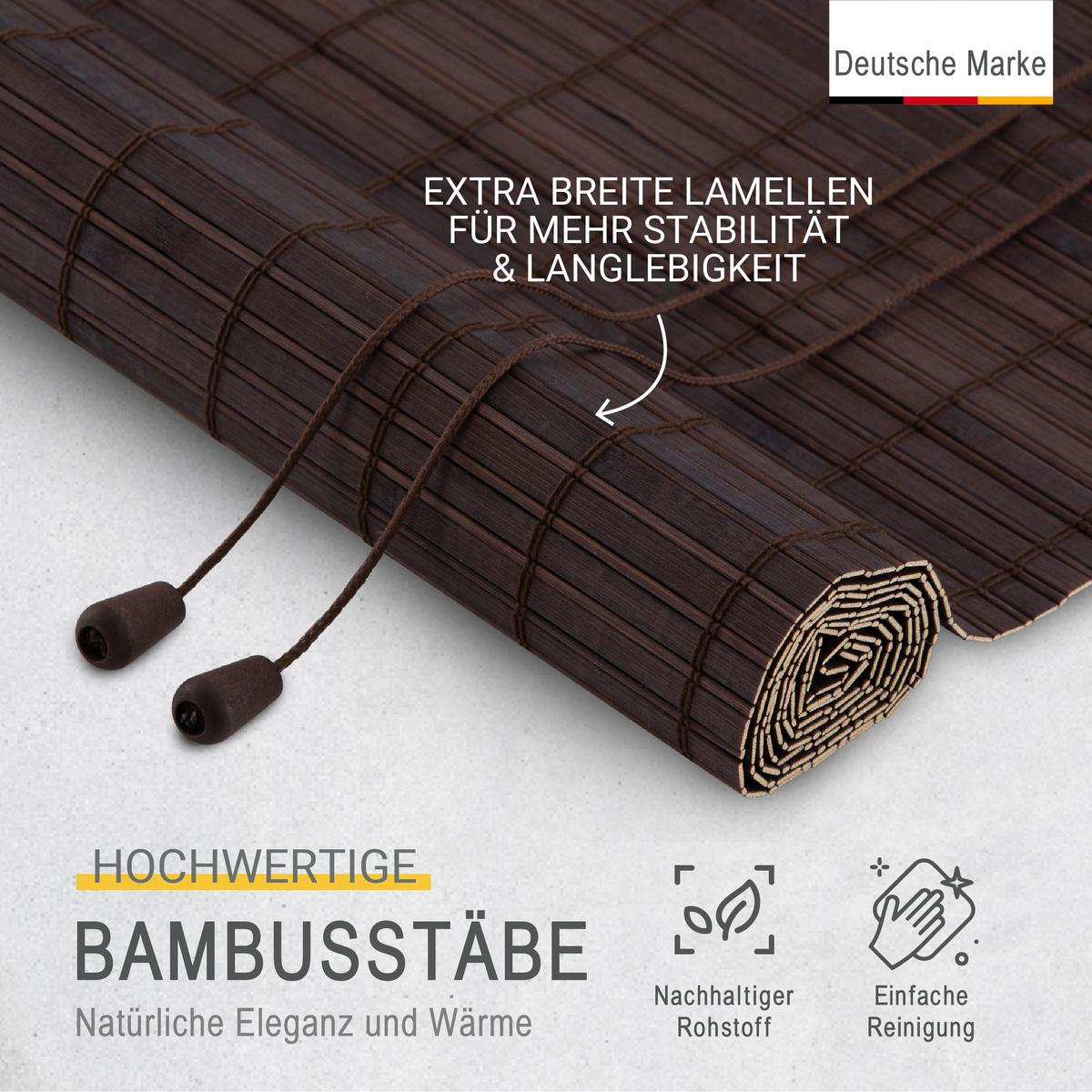 BAMBUSROLLO SolDecor BR7 80x220cm Braun - Braun, Holz (80/220cm) - Sol Royal