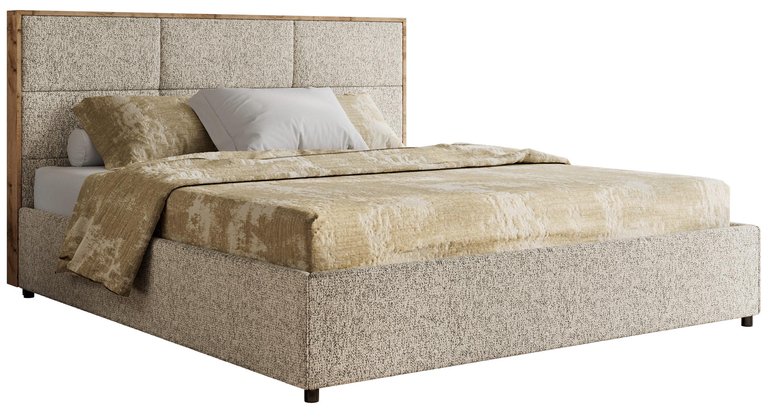 POLSTERBETT LERIO CLASSIC 200/200 - Dunkelbeige Strukture - Schaum-Matratze - Bronzefarben, Textil (200/200cm) - MKS