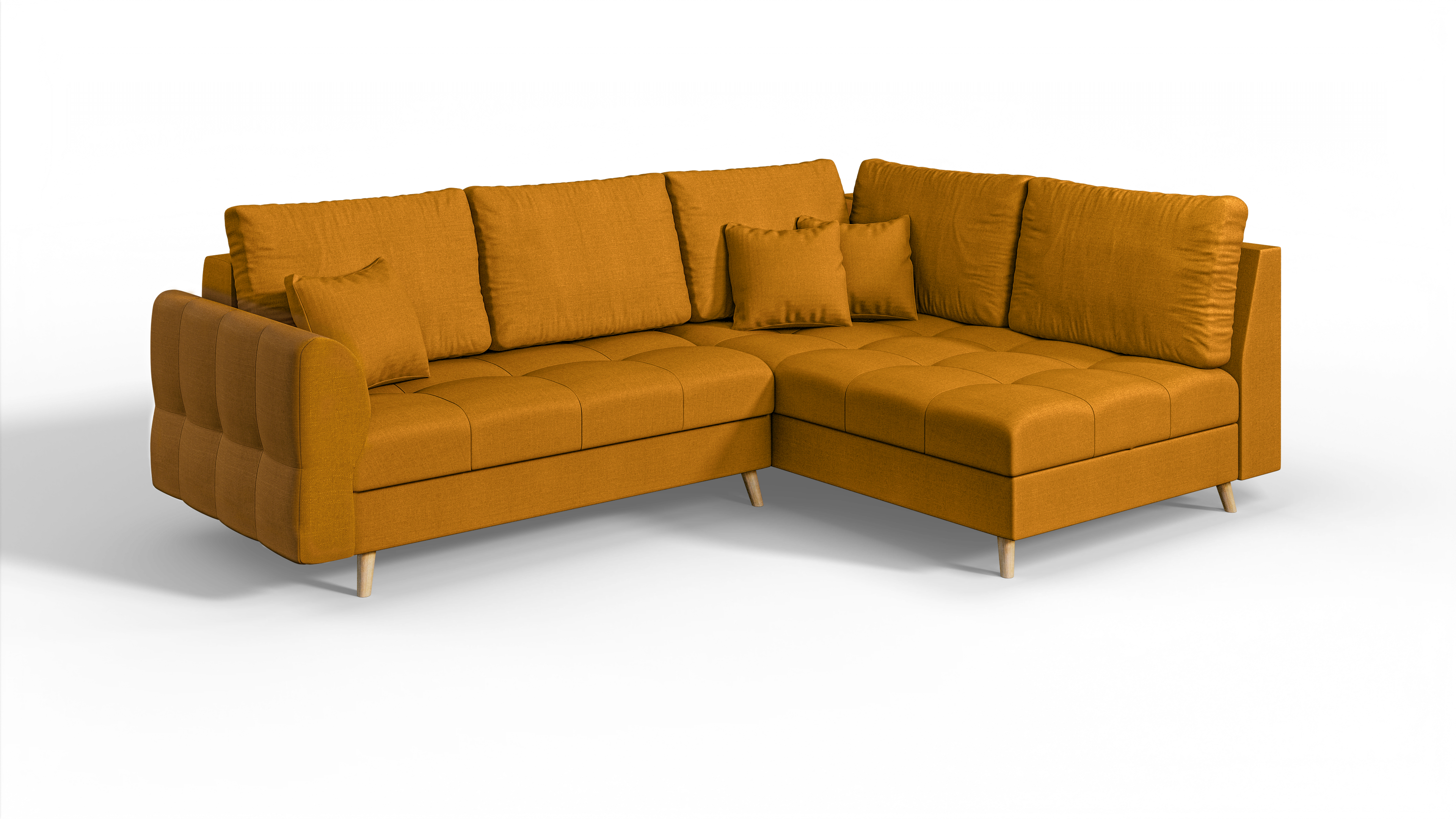 ECKSOFA Lorine Mikrofaser Gelb - Hellbraun/Gelb, Buchenholz/Textil (231/161cm) - S-Style Möbel