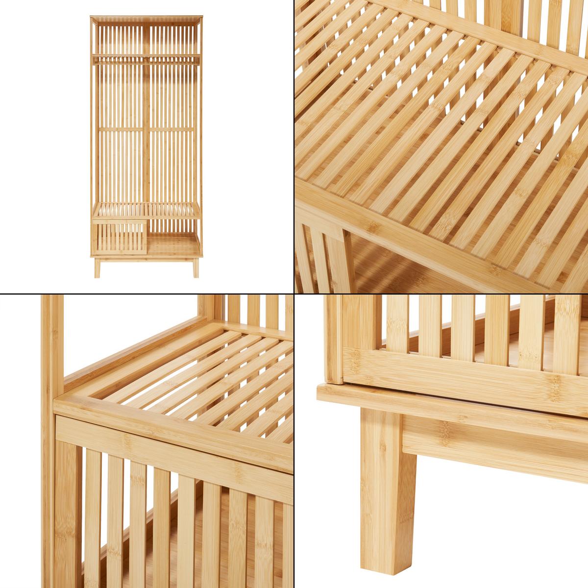GARDEROBENSTÄNDER Ypäjä - Naturfarben, Holz (80/187/47cm) - [en.casa]