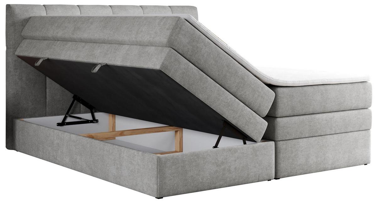 BOXSPRINGBETT ALVIN KING 160/200 Hellgrau Struktur - H4 - Hellgrau, Holz/Textil (160/200cm) - MKS