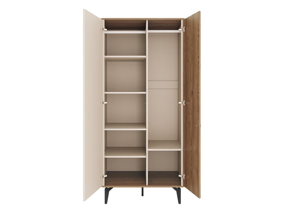 KLEIDERSCHRANK Aurena AU01 - Kaschmir/Nussbaumfarben, Holzwerkstoff/Metall (89/190/53cm) - MIRJAN24