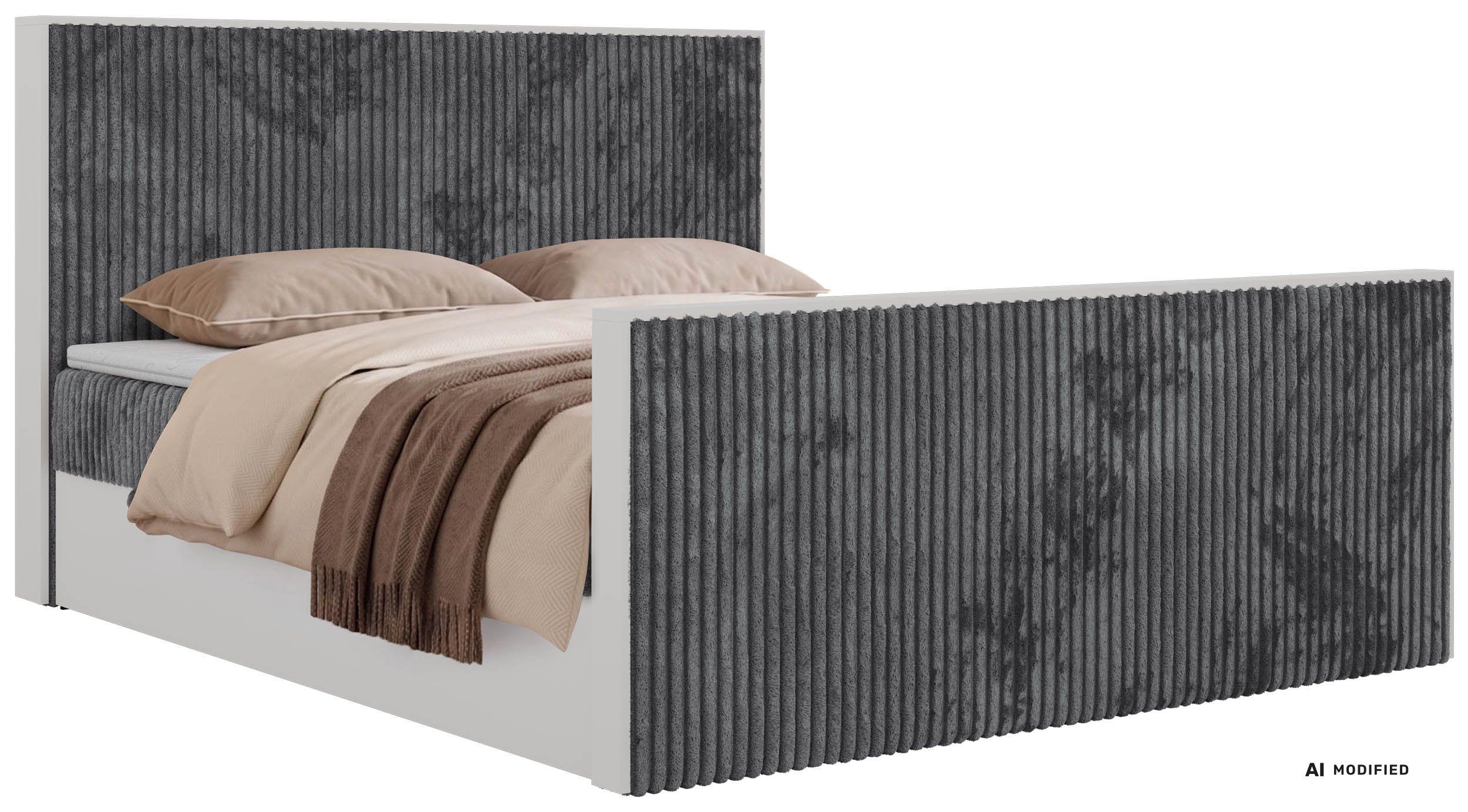 BOXBETT TRAVIT DUO 140/200 - Grau Cord - Topper T25 - H3 - Schwarz/Grau, Kunststoff/Textil (140/200cm) - MKS