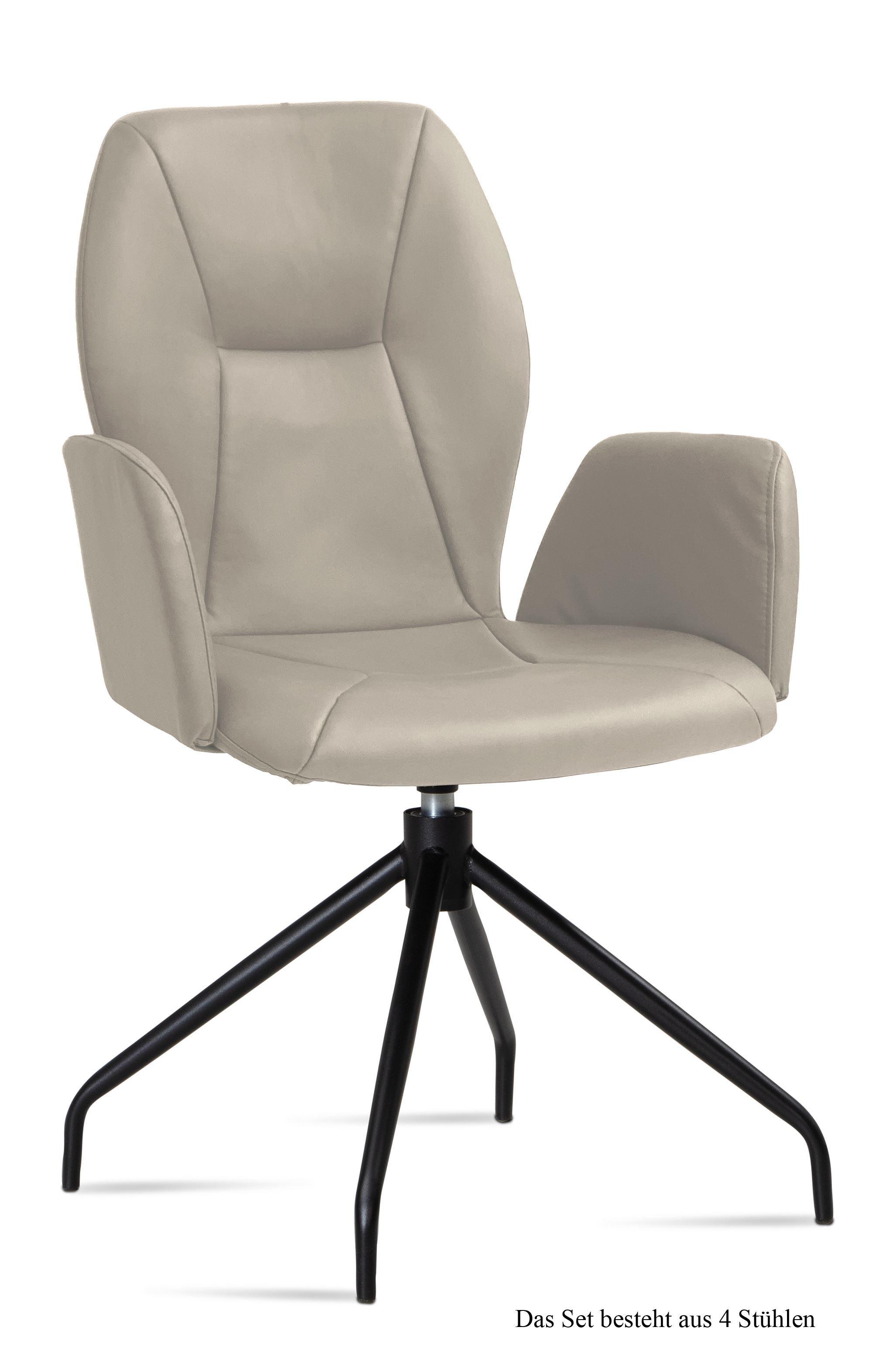 ARMLEHNSTUHL drehbar (4er-Set) Dorett 58x92x60 Schwarz/Natur - Schwarz/Naturfarben, Kunststoff (60/92/58cm) - 58aufmkessel