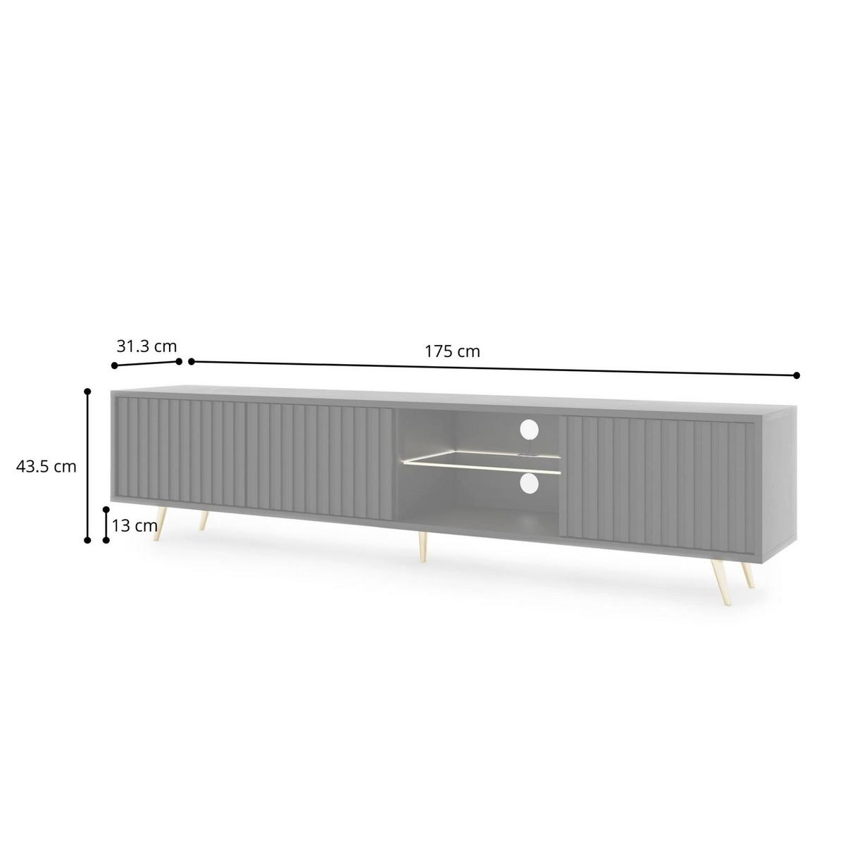 TV-LOWBOARD Bello Greige 175 cm - Taupe/Goldfarben, Holzwerkstoff/Metall (175/45/31.6cm) - Selsey