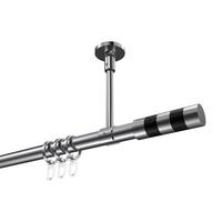 GARDINENSTANGE Sonette Mavell 240 cm (geteilt in 2 x 120 cm), 1-läufig, 20 mm Ø Chrom - Chromfarben/Schwarz, Metall (240cm) - INTERDECO