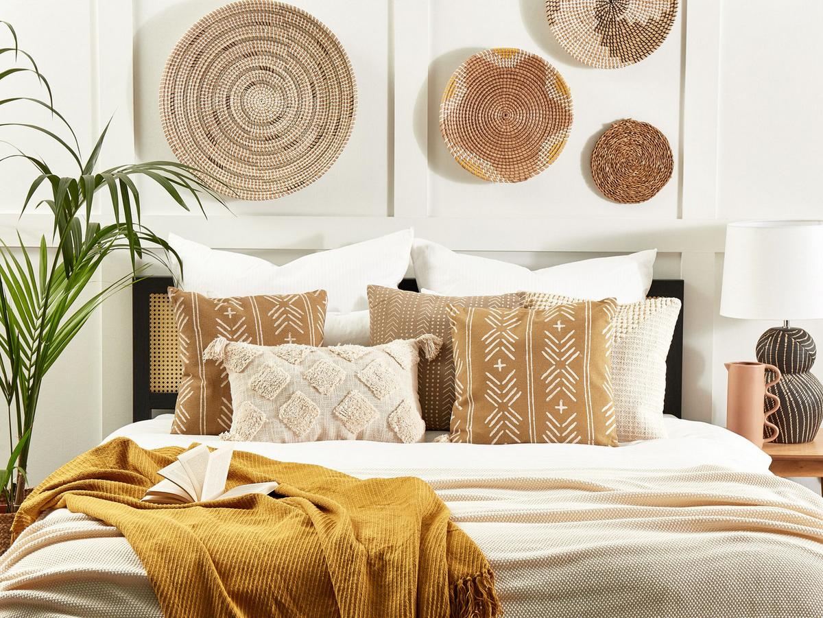 DEKOKISSEN 2er-Set Sandbeige 45/45 cm Banyan - Beige, Naturmaterialien/Textil (45/45cm) - Beliani