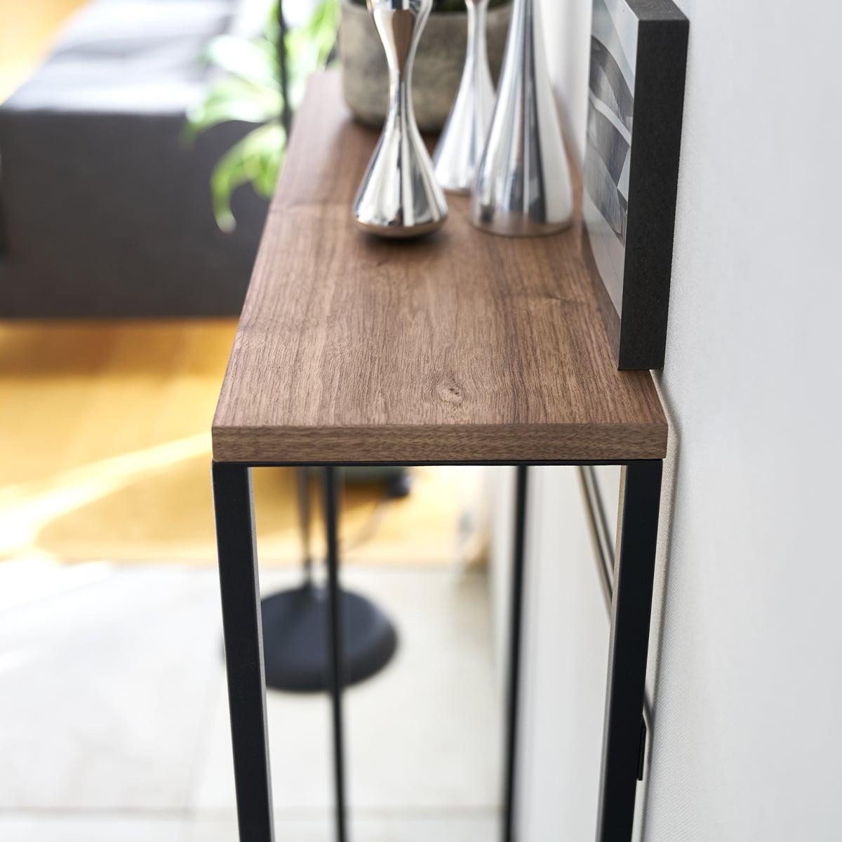 KONSOLENTISCH aus Metall und Holz - L60 cm - Schwarz, Metall (19/18.5/80.5cm) - Yamazaki