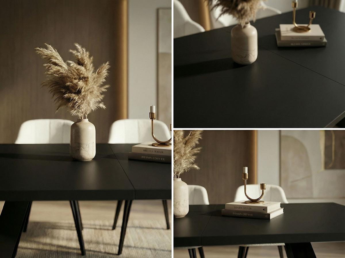 ESSTISCH Colter rechteckig ausziehbar, Schwarz 140-240/80/76 cm - Schwarz, Holzwerkstoff/Metall (80/240/76cm) - WFL GROUP