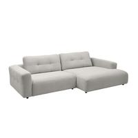 ECKSOFA XL MIKA Hellgrau Cord - Hellgrau/Schwarz, Kunststoff/Textil (296/167cm) - KAWOLA