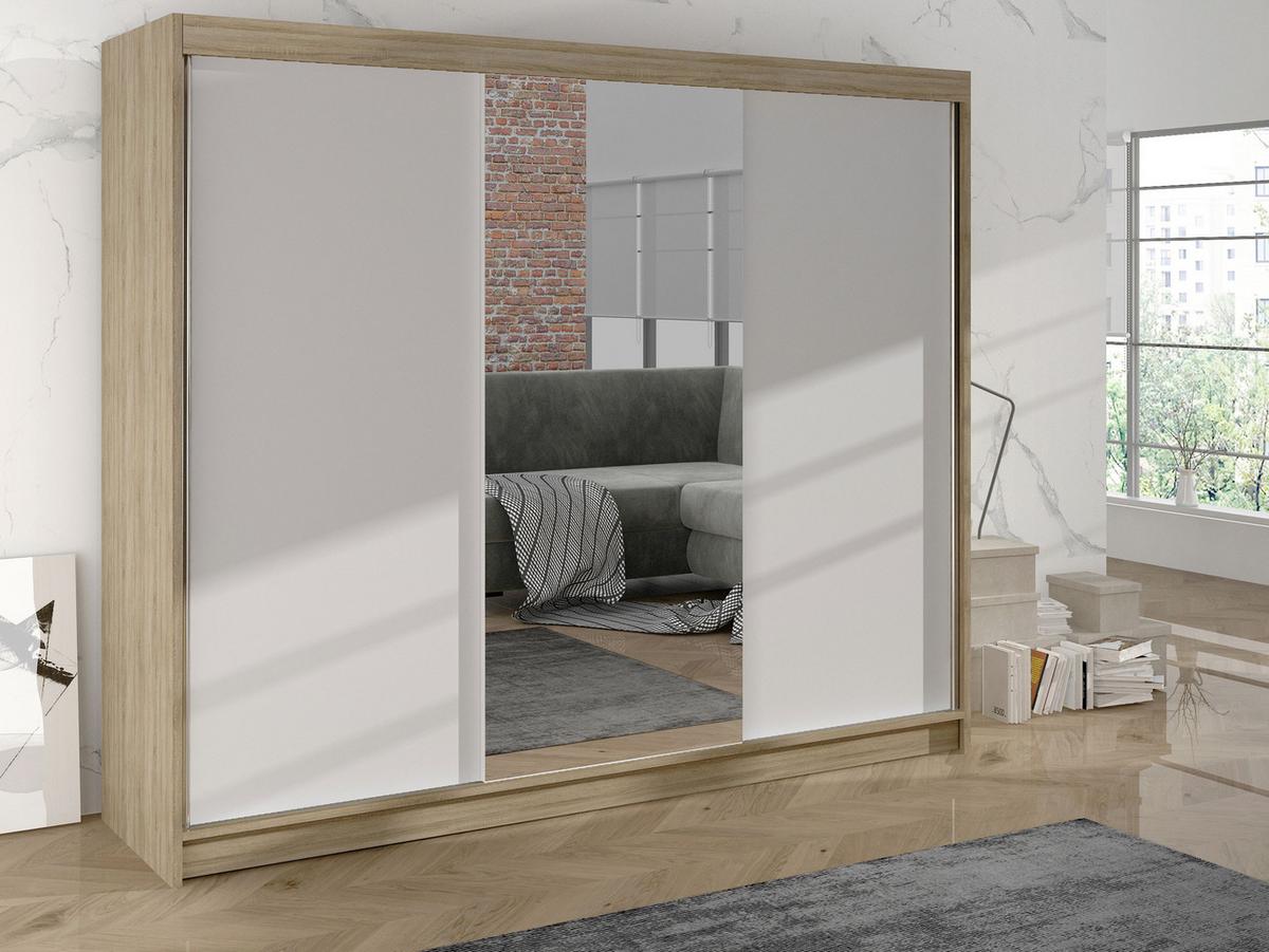 SCHWEBETÜRENSCHRANK Derby I - Naturfarben, Holzwerkstoff/Metall (200/215/58cm) - MIRJAN24