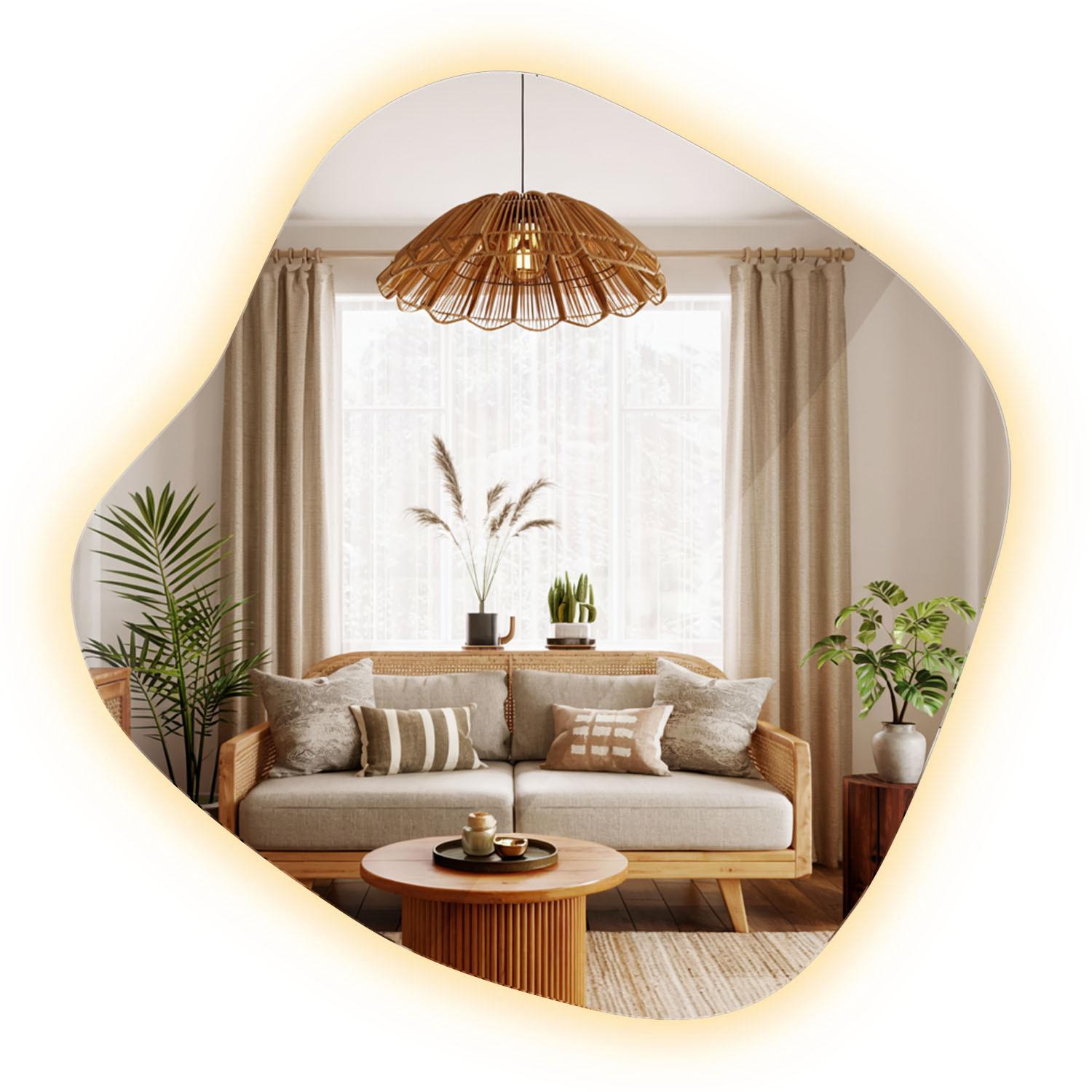 LED SPIEGEL 48,3 x 47,9 cm Asymmetrisch Warmweiß 3000K - Transparent, Glas (48.3/47.9/0.4cm) - TULUP