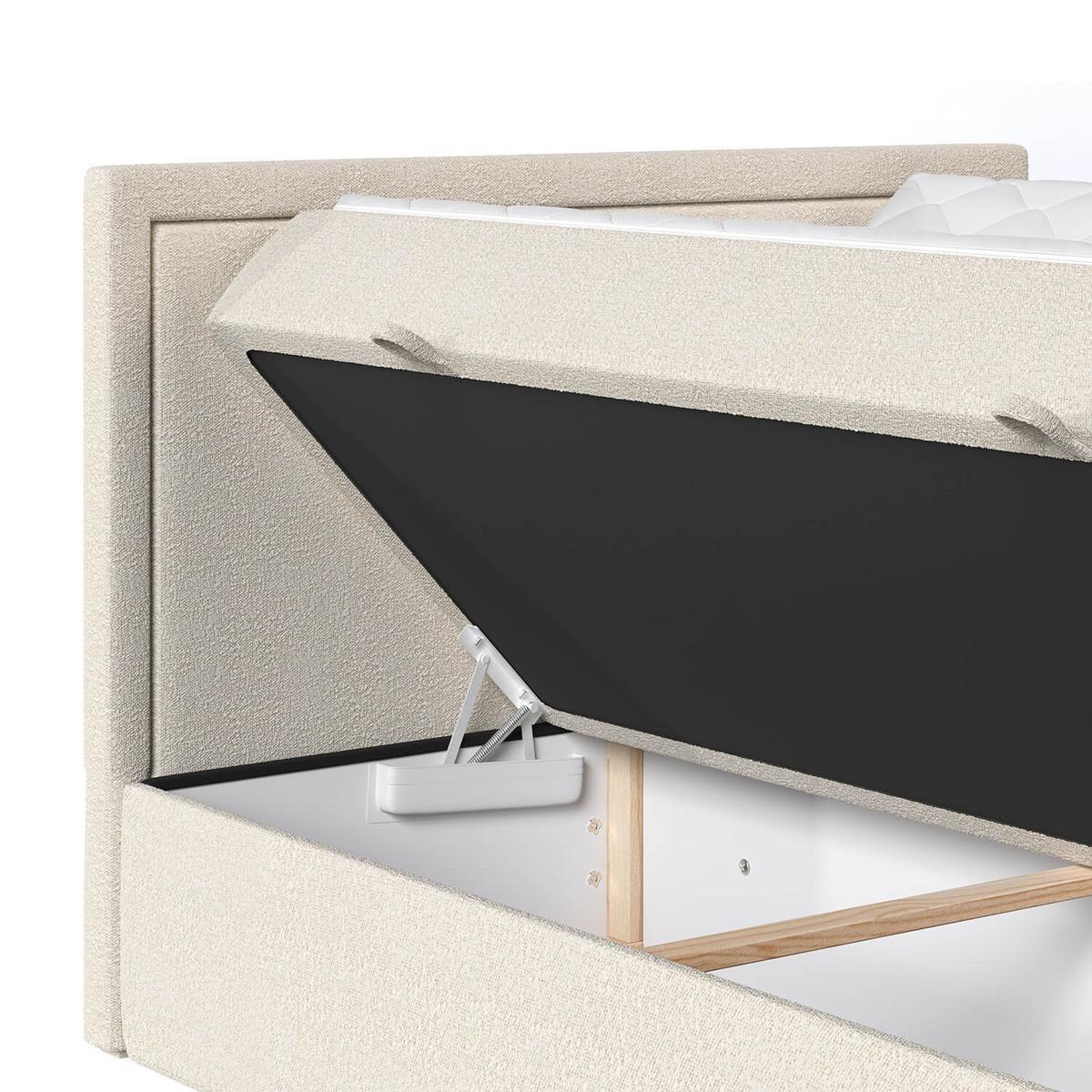 BOXBETT Jodan 120/200 cm Hellbeige im Baloo Stoff - Sandfarben/Schwarz, Holz/Holzwerkstoff (120/200cm) - AltaBeds