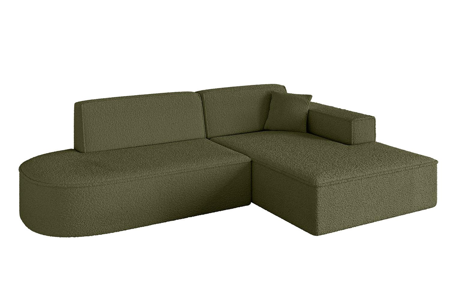 ECKSOFA Ottomane Rechts IREA-L1-v4 - 232x165x77 cm Grün - Platinfarben/Olivgrün, Holzwerkstoff/Textil (232/165cm) - ALTDECOR