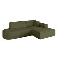 ECKSOFA Ottomane Rechts IREA-L1-v4 - 232x165x77 cm Grün - Platinfarben/Olivgrün, Holzwerkstoff/Textil (232/165cm) - ALTDECOR