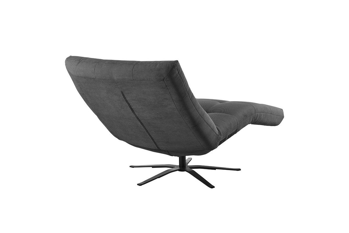 RELAXLIEGE LETICIA Anthrazit Cord Drehbar (360°), Relaxfunktion - Anthrazit/Schwarz, Textil/Metall (82/115/156cm) - KAWOLA