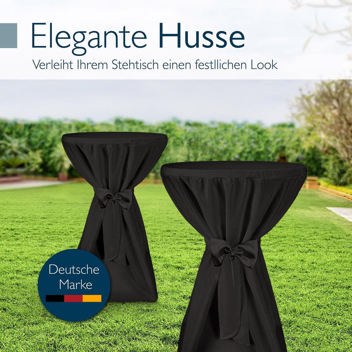 STEHTISCHHUSSE Premium Ø 80cm Schwarz - Schwarz, Kunststoff/Textil (80/145cm) - Beautissu 