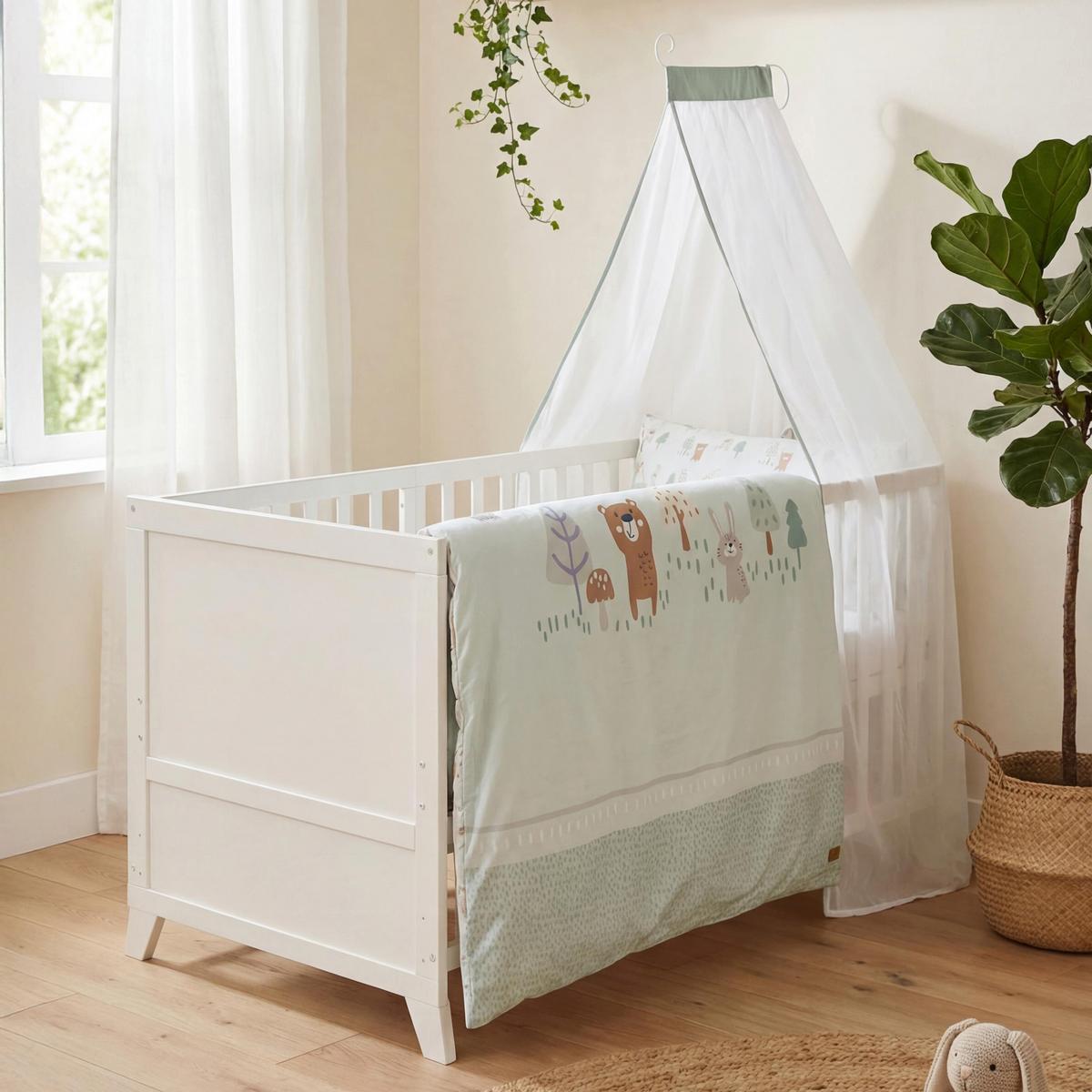BABYBETTSET 'Wooland Buddies' 70 x 140 inkl. kompletter Ausstattung - Weiß / Pastellgrün - Weiß, Holz (70/140cm) - Roba