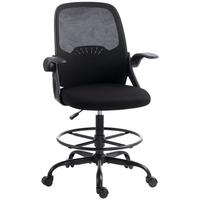 ARBEITSSTUHL Netzgewebe Stahl Schwarz - Schwarz, Kunststoff/Textil (59/124/65cm) - HOMCOM