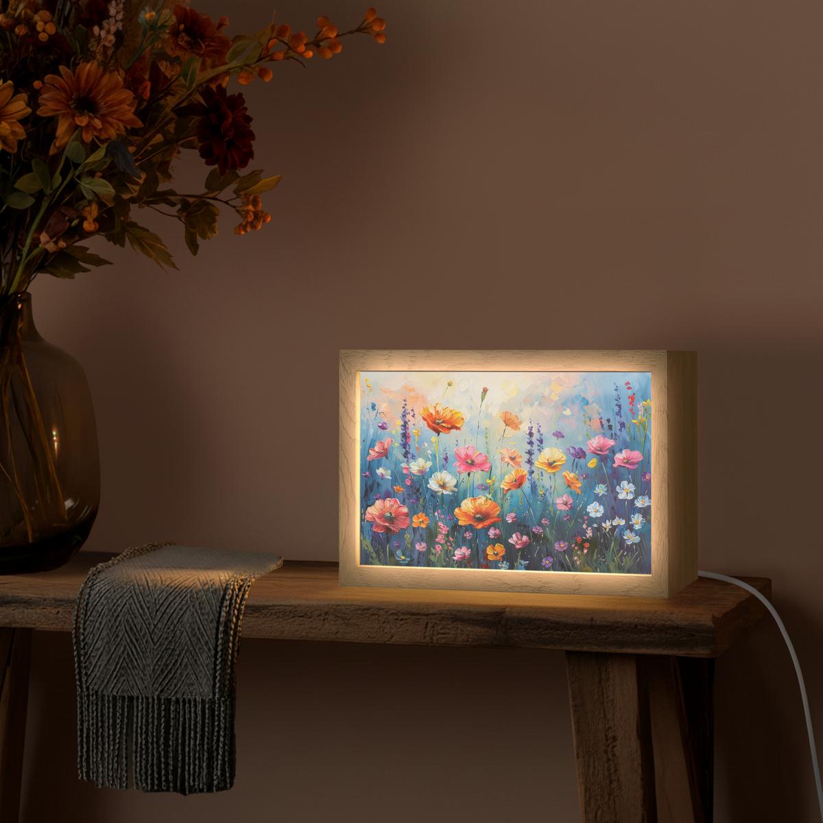 TISCHLEUCHTE Blumen - Natur - Aquarell - Kunst 30x20 cm - Altrosa, Holzwerkstoff (8/30/20cm) - OnlyWow