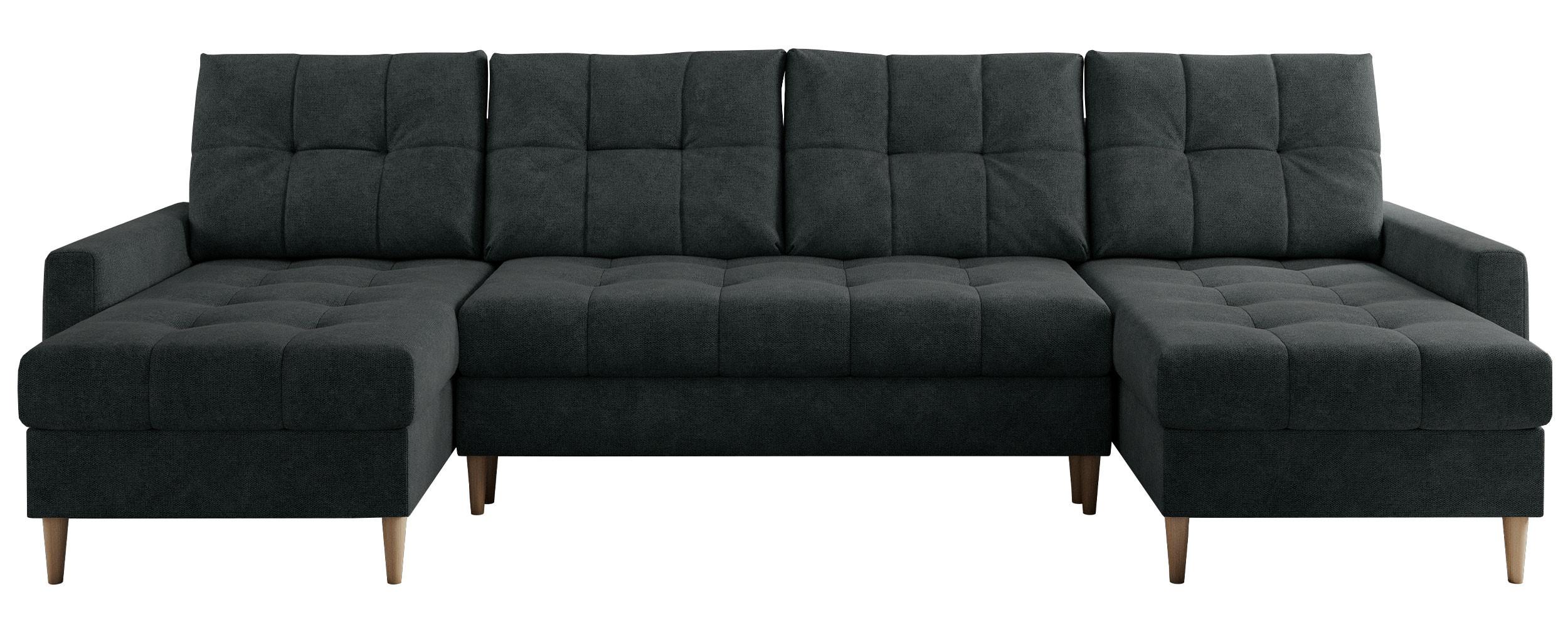 WOHNLANDSCHAFT Colin U Struktur Dunkelgrau - Dunkelgrau/Braun, Holz/Textil (290/75/140cm) - MKS