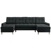WOHNLANDSCHAFT Colin U Struktur Dunkelgrau - Dunkelgrau/Braun, Holz/Textil (290/75/140cm) - MKS