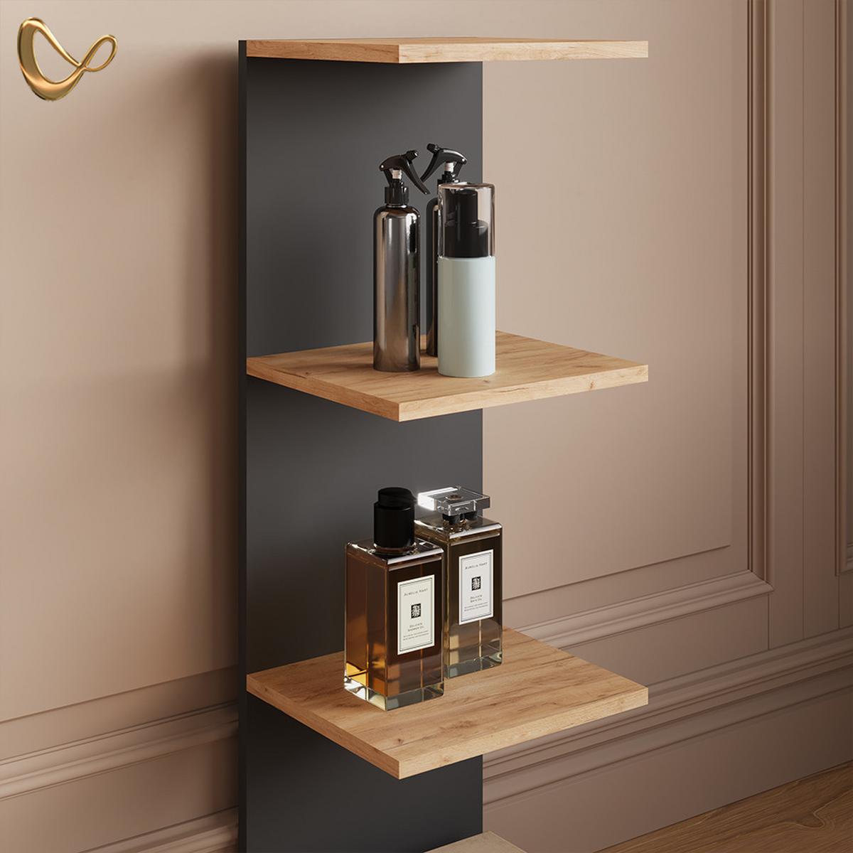 WANDREGAL Vesuvio Anthrazit 30 x 95 cm 2er Set - Anthrazit, Holzwerkstoff (30/95/28cm) - Livinity®