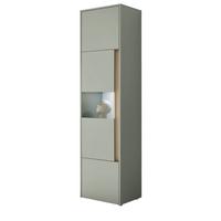 VITRINE Salbei grün, Barista Eiche 50 x 197 cm, Vitrinenschrank mit 5 Fächern - Salbeigrün/Eichefarben, Glas/Holzwerkstoff (50/197/40cm) - Furn.Design