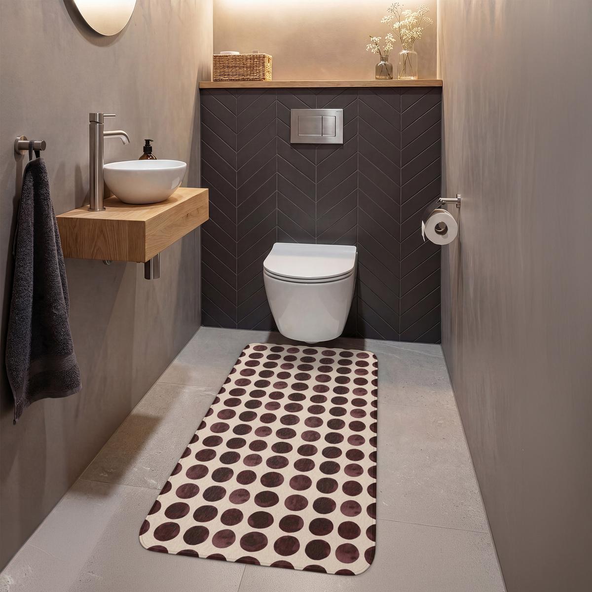 WC-VORLEGER Polka dots - Muster - Braun Toilettenvorleger 60x120 cm - Bordeaux, Textil (60/1cm) - OnlyWow