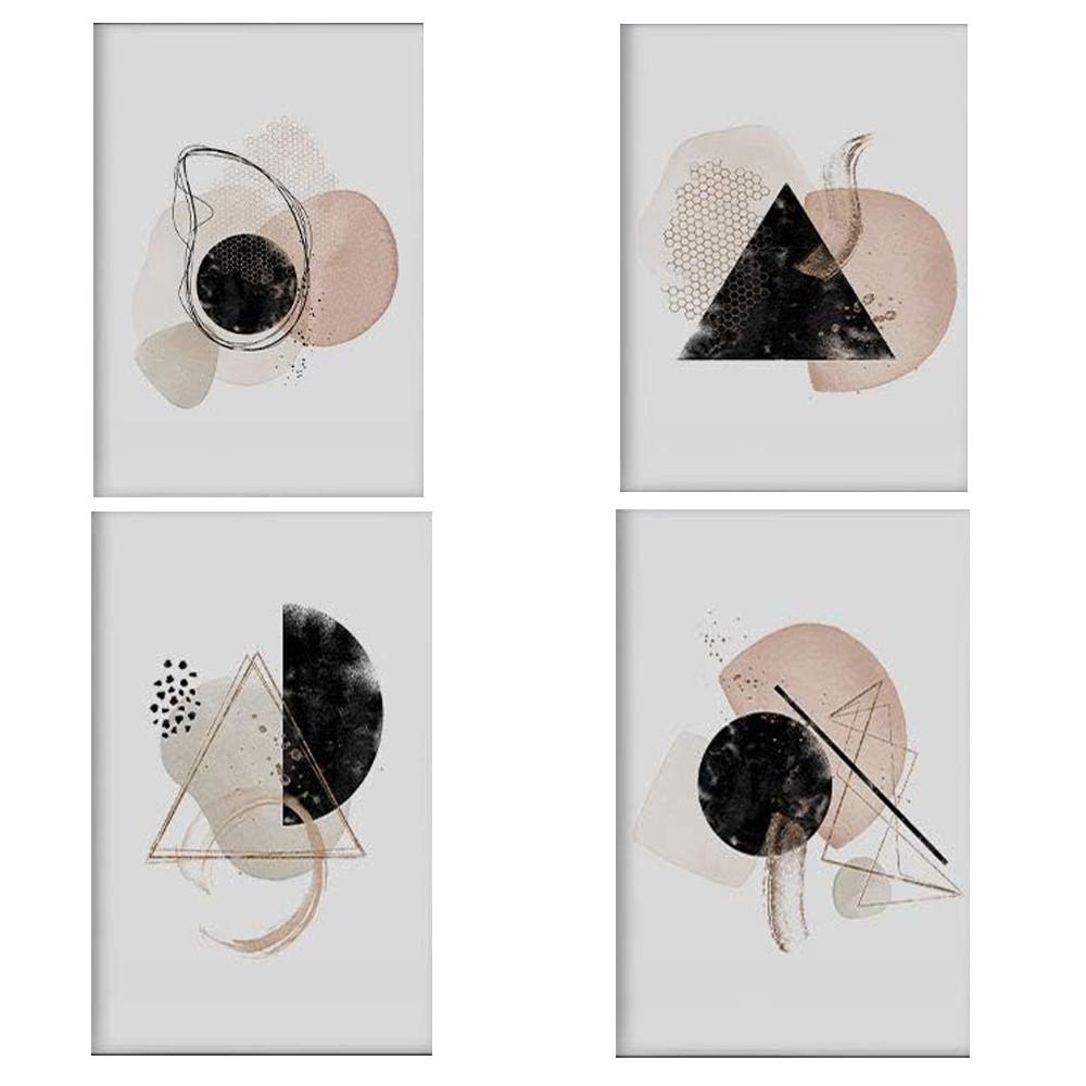 POSTER Set mit 4 Abstrakte Formen und Figuren Braun A3 Rahmenlos - Klar, Papier (29.7/3cm) - Nacnic