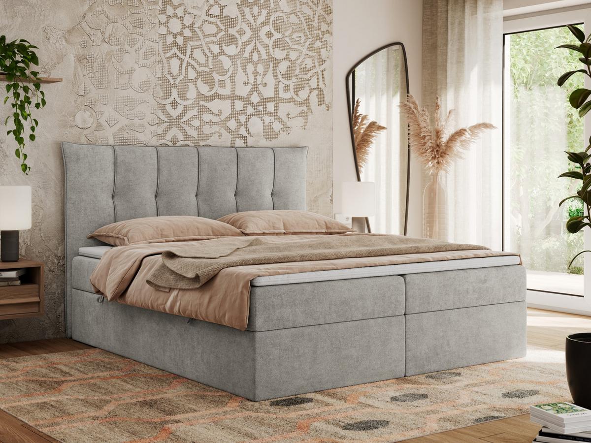 BOXBETT PREMIUM 10 140/200 Hellgrau Struktur - H4 - Hellgrau, Holz/Textil (140/200cm) - MKS